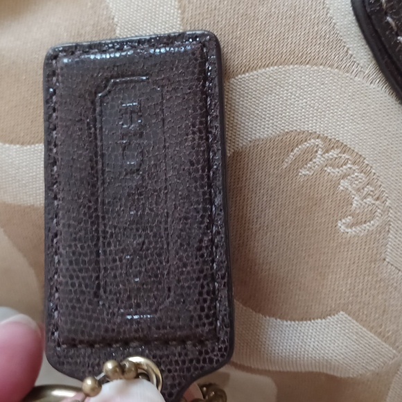 COACH Kristin Op Art Sateen Hobo Bag 19331 - Khaki/Mahogany - Picture 5 of 11